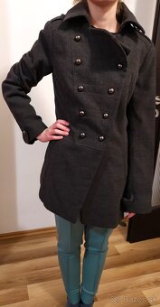 KRÁSNY ANTRACITOVÝ JESENNY/ZIMNÝ KABÁT č.40 ako nový - 5