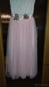 Detské ružové slávnostné šaty s čelenkou - 5