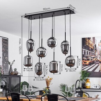 8-plameňová stropná zavesná lampa - 5