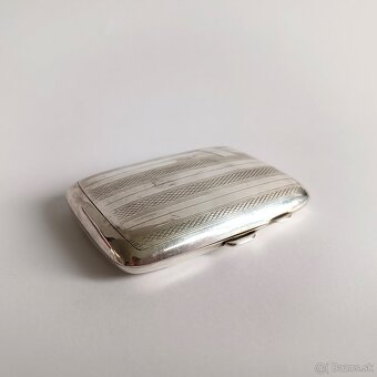 Malá elegantná strieborná Art Deco tabatierka bez monogramu - 5