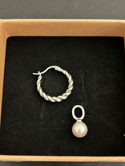 STRIEBORNÉ NÁUŠNICE s perlovým príveskom - 5