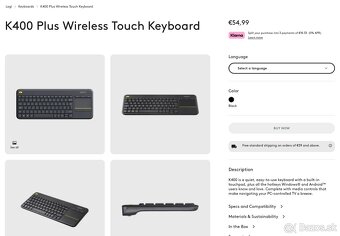 Logitech K400 Plus – bezdrôtová klávesnica s touchpadom - 5