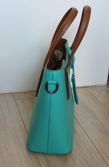 Tyrkysová kožená kabelka - 5