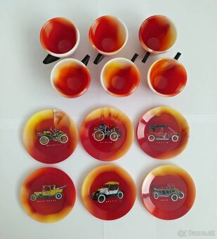 Retro set sklenených mini mocca šálok a podšálok - 5