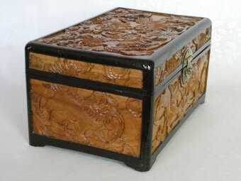 Orientálna drevená vyrezávaná kazeta - 5