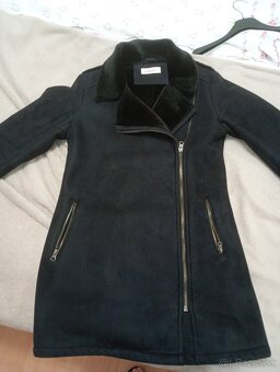 Elegantný tyrkysovy kabátik, čierny kabátik, zimné bundy - 5