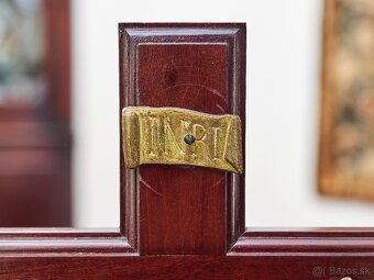 Starožitný stolný krucifix z masívneho mahagónu a kovu - 5