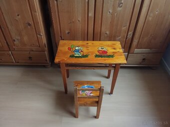 Detský drevený stôl a stolička - 5