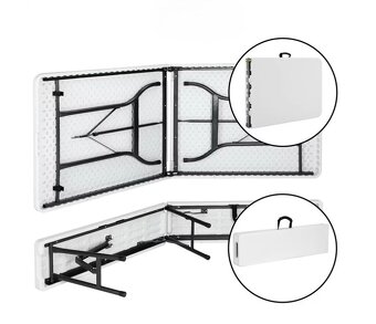 Pivný záhradný kempingový set skladací 183 cm - biely - 5
