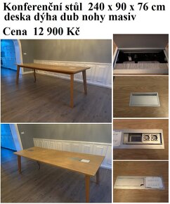 prodám jednací stůl 200 x 90 cm s masivními dubovými nohami - 5