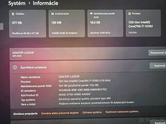 Dotykovy Dell XPS 13 9315 so 4K displejom v super stave s i7 - 5