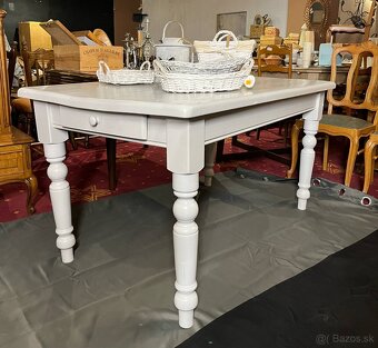 jedalensky stol, masiv, suflik, seda farba, bazar, v 77 cm, - 5