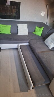 Rohová sedačka biela / sivá - 5