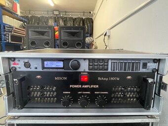2x satelit 1x subbas, zosilňovače, DBX, Rack - 5