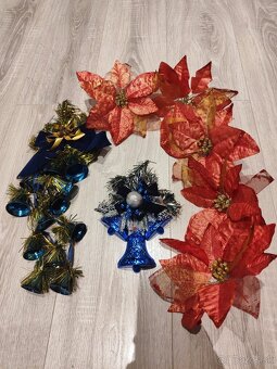 vianočné ozdoby, mašle, gule, strieborné reťaze, starshower - 5