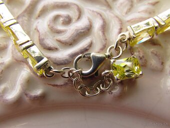 Strieborný náramok so žltými kamienkami, Ag 925 - 5