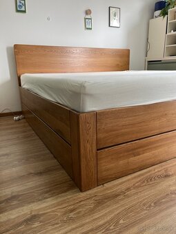 Dubová posteľ - úložný priestor, výklopné rošty - 5
