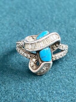 Strieborný dámsky prsteň s tyrkysom - 5