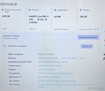 HP EliteBook 8440p / Intel i5 / 4GB RAM / 320GB HDD / 14" - 5