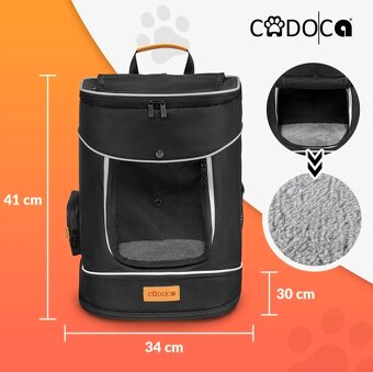 Reflexný batoh pre zvieratká s miskou - béžový čierny sivý - 5