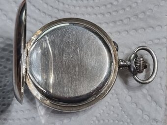 Strieborné, vreckové hodinky-chronograf. - 5
