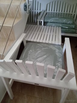 Terasový/záhradný biely set - materiál Eukalyptus - 5