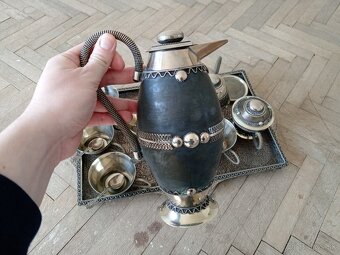 Čajová súprava, kavova starožitnosti, mosadz, - 5