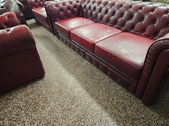 CHESTERFIELD ŠTÝL,KOŽENÁ SEDAČKA 3+2+1,NEROZŤAHOVACIA - 5