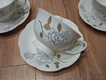 Porcelánová čajová sada - šálky + podšálky - 5
