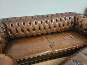 CHESTERFIELD ŠTÝL,KOŽENÁ 3+2+1,NEROZŤAHOVACIA - 5