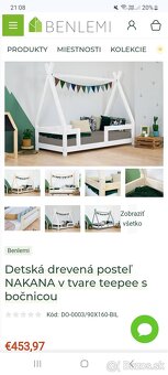 Detská drevená posteľ BENLEMI NAKANA v tvare teepee s bočnic - 5