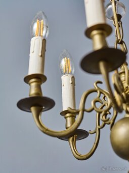 Starožitný šesťramenný bronzový luster - 5