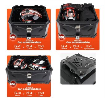 Zadní motokufr TopCase 65L hliníkový černý - 5