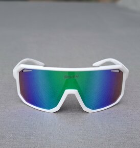 Slnečné športové okuliare nové biely rámik modré sklá - 5