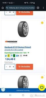 Pneumatiky Letne Hankook Ventus Prime 3 - 5