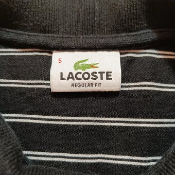 Lacoste čierna polokošeľa s krátkym rukávom pruhovaná M/L - 5