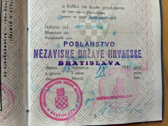 Chorvátsky veľvyslanecký pas z vojny - 5