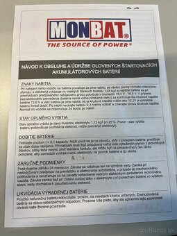 Predám trakčnú batériu Monbat 105Ah (ako nová, v záruke) - 5