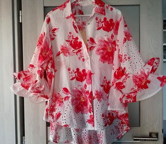 Bavlnená blúzka s madeirou - 5