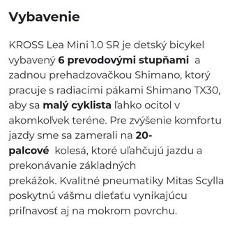 Predám detský bicykel Kross LEA mini 20" - 5