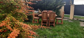 Drevený stôl 160×90 +6 stolićkov do vinnice - 5