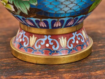 Cloisonné vázy – hnedé, ručne zdobené - 5