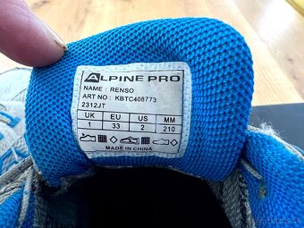 Detské turistické topánky Alpine Pro v. 33 s membránou. - 5