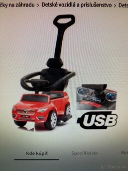 Detské odrážadlo s volantom a vodiacou tyčou Volvo - 5