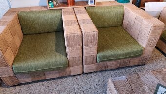 Sedacia súprava 3+1+1+stolík /abaca/banánový list - 5
