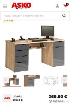 Písací stol Robby dub/sonoma/šedý lesk - 5