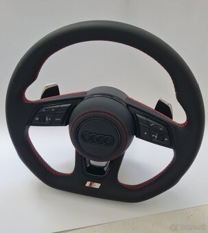 AUDI KOŽENÝ EXCLUSIVE ČERVENA NIT VOLANT + AIRBAG + F1 PADLA - 5