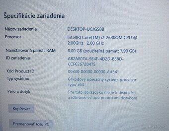 Notebook Dell i7-2630QM, 8GB ram, 500gb HDD, 17.3 palcov - 5