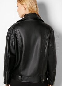 Berhska oversize motorkárska bunda s koženým efektom - 5