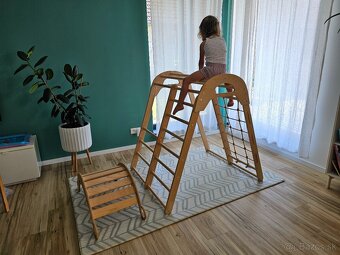 Drevena detská preliezka + montessori hojdacka - 5